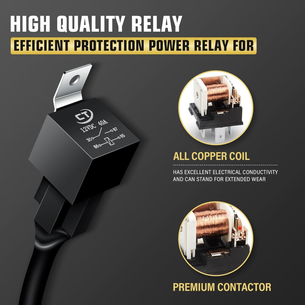 RIGIDON LED Light Bar Wire Harness Kit 18AWG On-Off Switch Power Relay