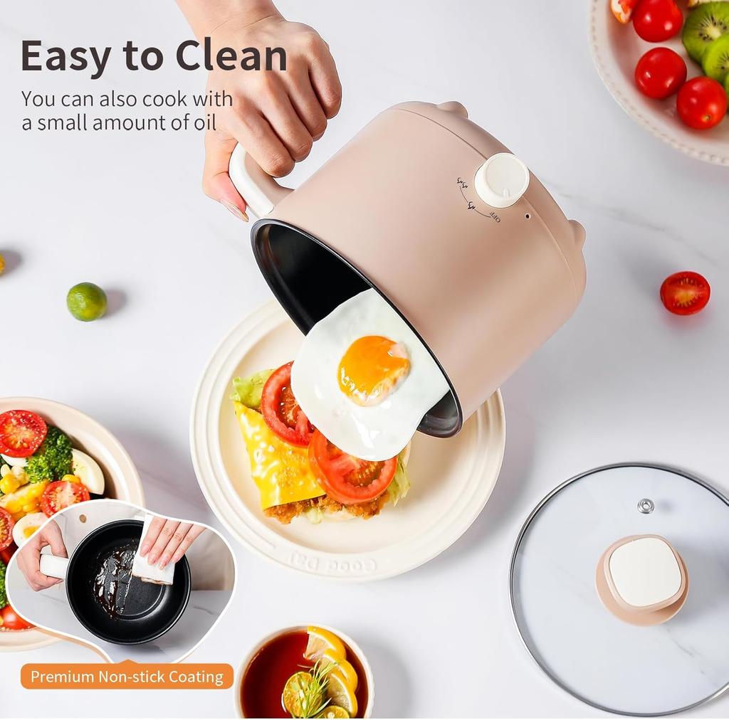 Stick Cooker for Noodles, Soup, Oatmeal, Ramen Pot with Boil Dry Protection for Dorm,