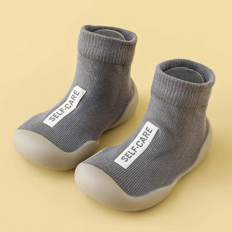 1Pair Children First Walkers Floor Rubber Shoes Anti Slip Soft Soles Early Education Shoes Baby Floor Socks Elastic Socks 0-3years Old