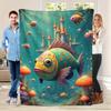 Underwater magical fish tank Flannel printed blanket suitable for all seasons suitable for living room office sofa and travel