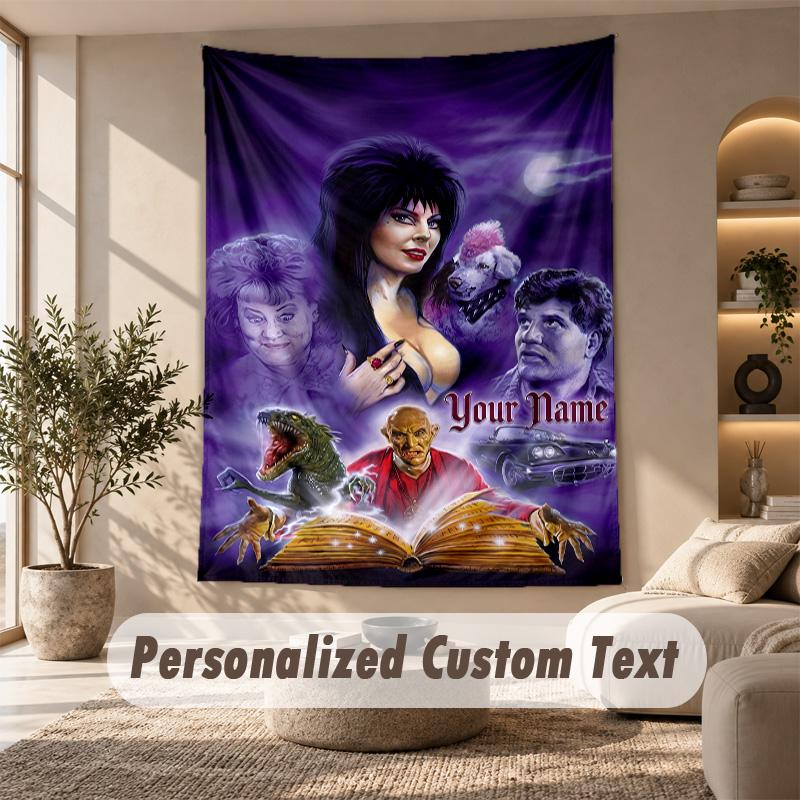 Tapestry Custom Name Text, Wall Hanging Tapestry Home Room DecorElvira Mistress of the Dark