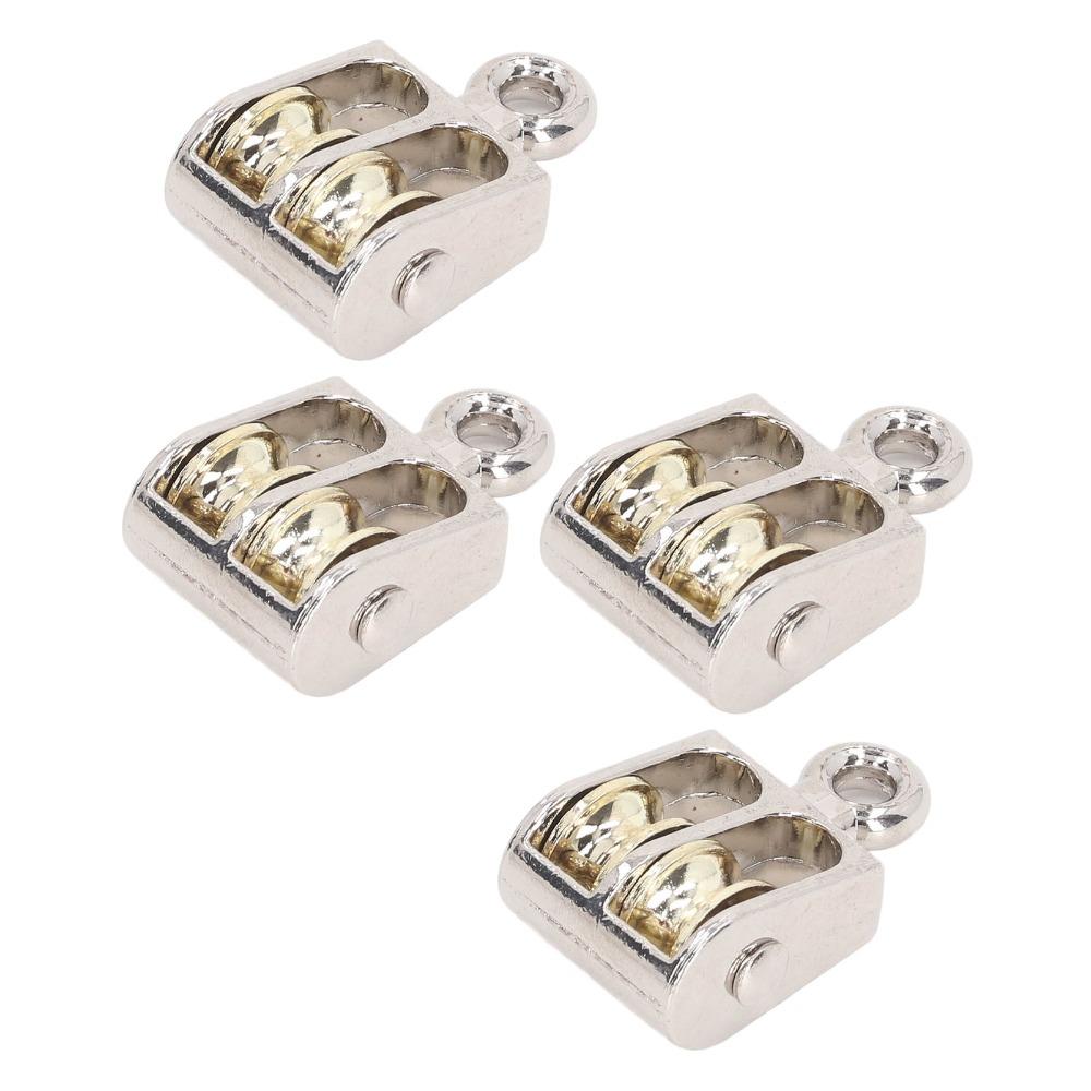 4pcs Stainless Steel Double Pulley Block 100KG Capacity Rope Pulley Block Cable Pulling