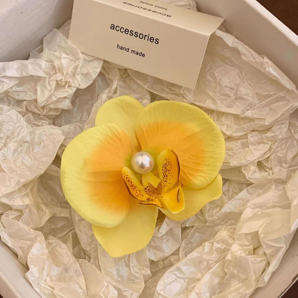 Phalaenopsis Pearl Duckbill Clip Women Hair Clip Butterfly Orchid Hairpin Seaside Vacation Flower Barrettes Hair Accessories