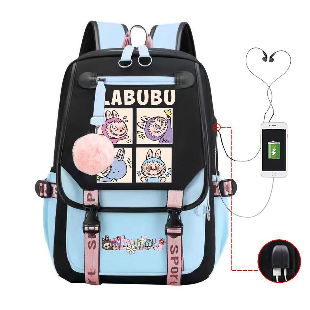 Милый рюкзак с мультяшным принтом LABUBU для учеников средней школы, вместительная школьная сумка в стиле инс