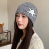 New Style Star Pile Hat Autumn and Winter Retro Fashion Face Small Ear Protection Cold Hat Big Head Circumference Loose Warm Baotou Hat