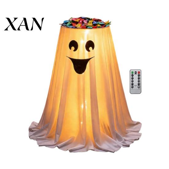 Creative Holiday Table Centerpiece Halloween Ghost Candy Bowl Stand with Remote Control, Large LED Lighted Event Tableware Cute Holder for Front Door