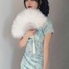 Dark Lolita Lace Feather Fan - Wedding Robe Accessory