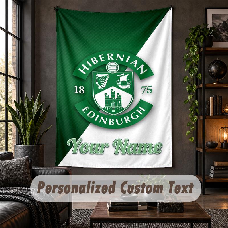 Wall Tapestry Hibernian FC Print Custom Name Text Wall Hanging Home Decor