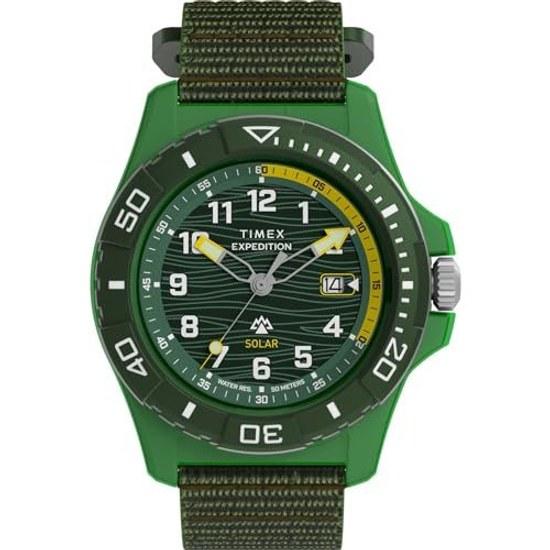 TIMEX Expedition Freedive Solar Часы Батарея Водонепроницаемость 5 АТМ Минеральное Стекло Зеленый Циферблат TW2Y61400 Мужские
