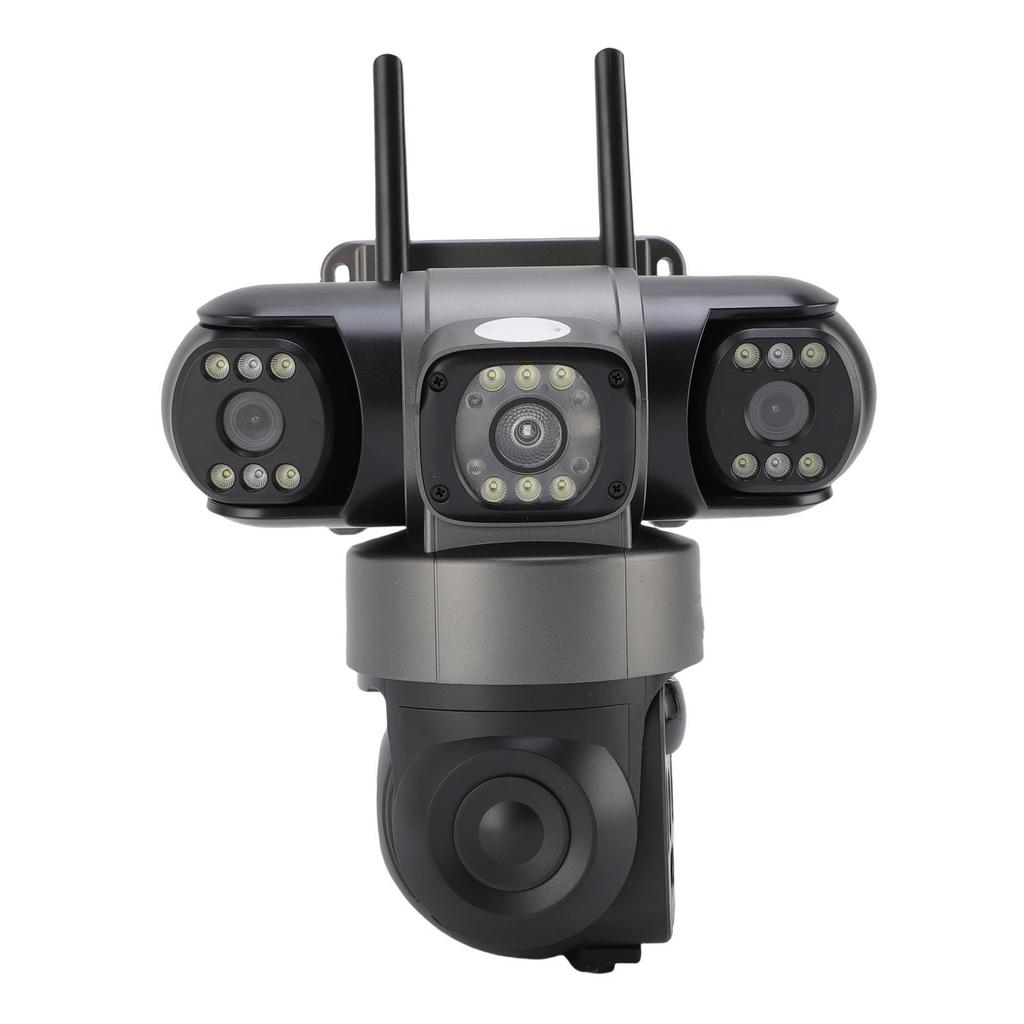 4G Triple Lens Solar Security Camera Motion Detection Voice Alerts 2 Way Talk Local Cloud Storage Outdoor Surveillance