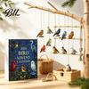 Christmas Window Decorations Bird Themed Advent Calendar, 24Pcs Acrylic 2D Ornament Set with Daily Calendar Box Hanging String, Tree Decor,