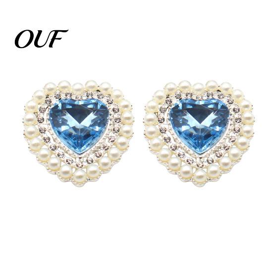Decorative Flat Back Buttons 2Pcs Flatback Heart Rhinestones, 25x26mm Alloy Rhinestone Brooch Buttons, Faux DIY Craft Rhinestones Pearl Embellishments