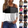 Women's T Shirt Tee Print 3/4 Sleeve Daily Weekend Fashion Basic Cold Shoulder Regular Top