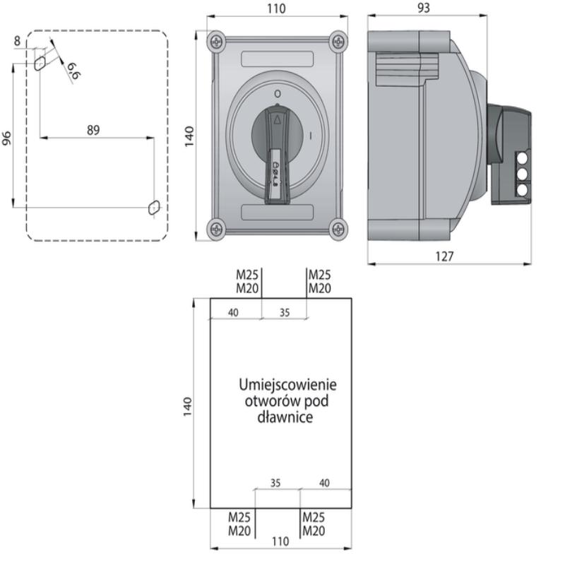 Cam switch in housing 40A (0-1)