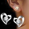 Винтажные серьги-гвоздики с цирконием в форме сердца для женщин, ювелирные изделия, модное серебро 925 пробы, женские аксессуары для свадебной вечеринки
