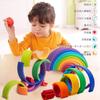 Mamimami Home Building 10 Rainbow Building Made of Rainbow Colored Arch Stacking Montessori Educational 3D Balance Nursery Entrance Baby Gift Blocks,