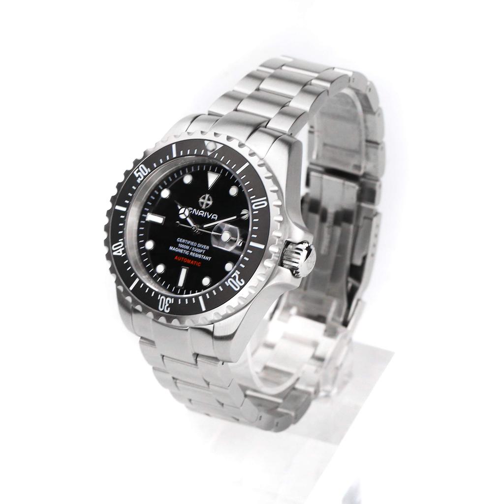 ENRIVA Automatic Dive Watch with Unidirectional Rotating Bezel Date 1000m Water NH35 Sport Diver Sapphire Crystal Men's (Ceramic), Display,