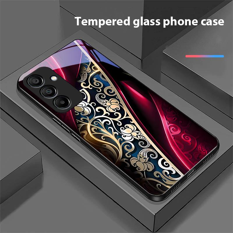 Jinmai Красно-фиолетовый Для Samsung Galaxy A15 5G 54 4G 51 50 24 35 90 71 12 51 53 52S 80 22 34 Черный Чехол для телефона из закаленного стекла