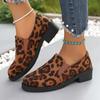 Shoes Female 2024 New One Kick Women's Pumps Spring Autumn Round Toe Leopard Print Outdoor Casual Low Heels Large Size Shoes