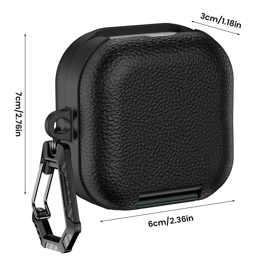 Чехол из ПУ-кожи для наушников Samsung Galaxy Buds 4/Buds4 Pro Мягкий ТПУ Защитный Ударопрочный С карабином Подставка для телефона Чехлы
