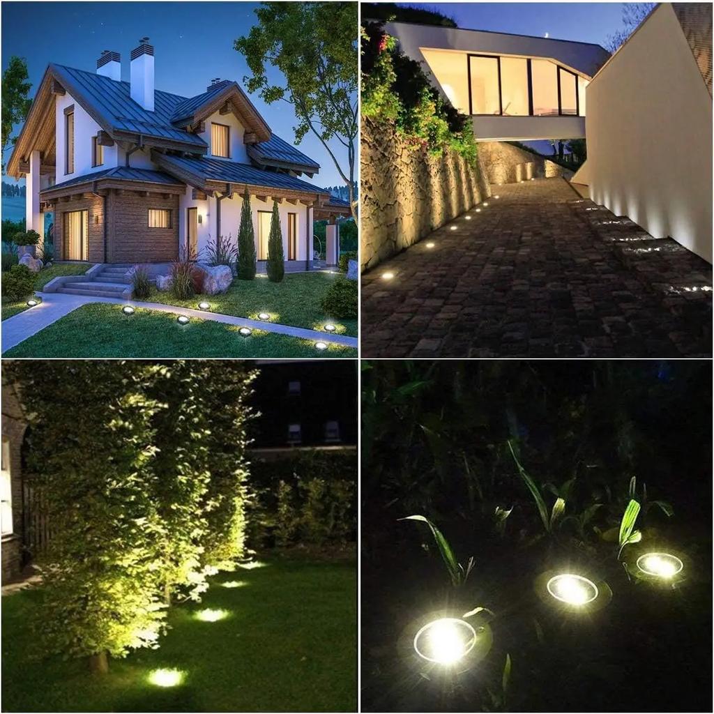 Solar Ground Lights Outdoor Decoration, 8/20LED Solar Garden Lights Waterproof, Solar Disk Lights for Yard, Pathway, Lawn, Patio