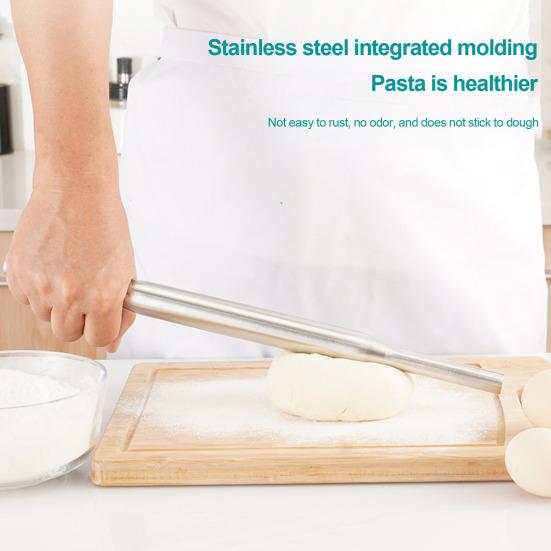 Скалка из нержавеющей стали с антипригарным покрытием, валик для теста, пиццы, лапши, пельменей, инструмент для изготовления печенья, кухонные аксессуары