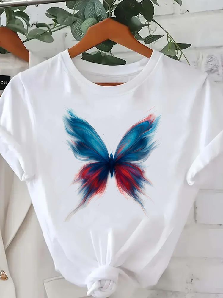 (Азиатский размер) цветочный letter тренд Женская футболка Модная женская одежда Повседневная футболка Женский топ С принтом Графический Короткий рукав Футболки