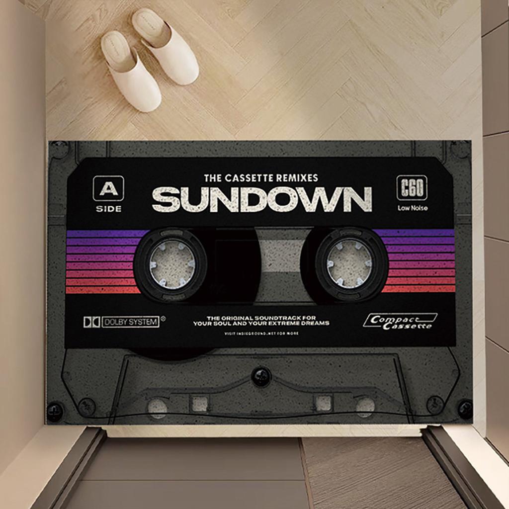 Retro Cassette Tape PVC Coil Doormat Sound Power Vintage Music Pattern Non Slip Dust Removal Front Door Mat Welcome Floor Rug