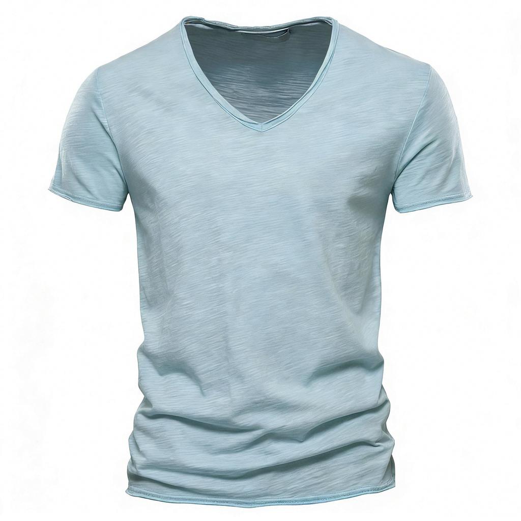 Classic Men's V-neck Tee Short Sleeve Casual Fashion Tops for Daily Wear