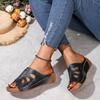 Retro Women's Shoes Wedge Heels One-line Women's Slippers