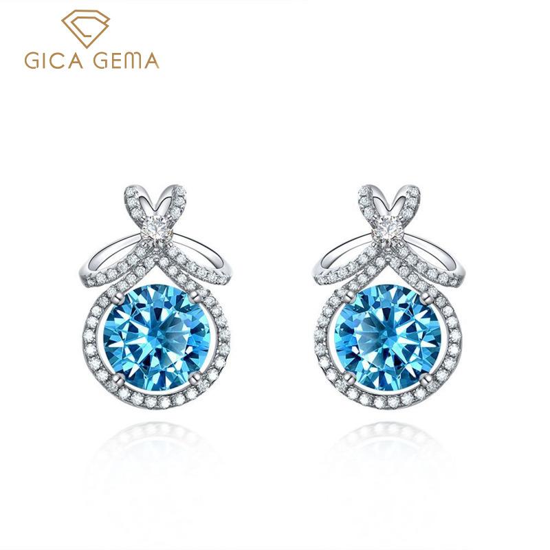 Gica Gema 100% стерлингового серебра 925 пробы, уникальный дизайн, круглые серьги-гвоздики для женщин, романтические ювелирные изделия, подарок для свадебной вечеринки