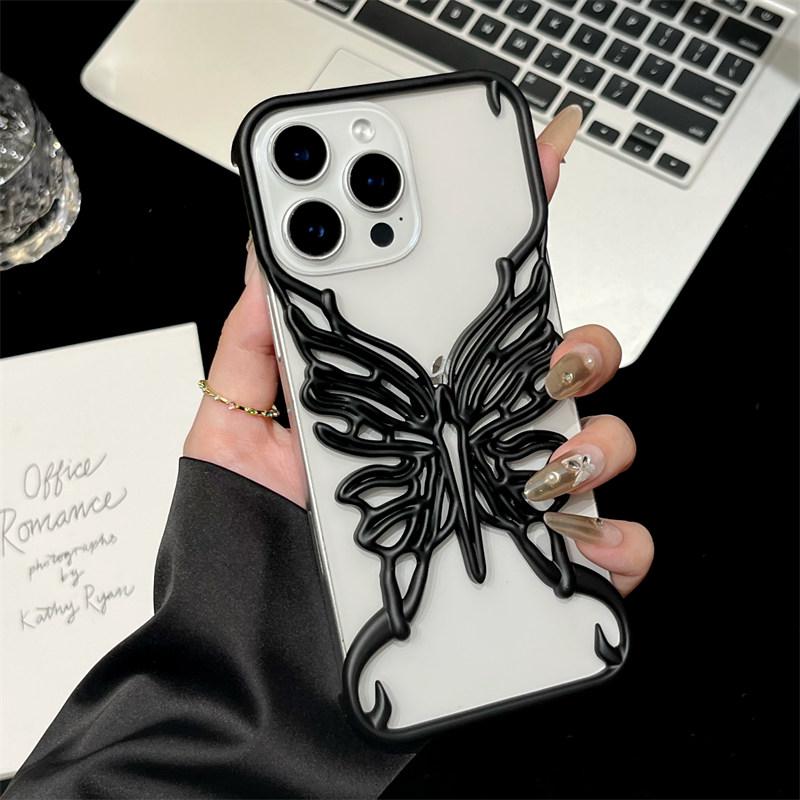 3D Чехол для телефона с полым узором бабочки для отвода тепла для iPhone 17 Air 16 15 14 13 12 11 Pro Max Plus Гальванизированная жесткая задняя крышка