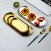 Блюдо для закусок в скандинавском стиле, тарелка для хлеба, торта, десерта, золотая овальная тарелка из нержавеющей стали для барбекю, посуда для корейской кухни, поднос для фруктов