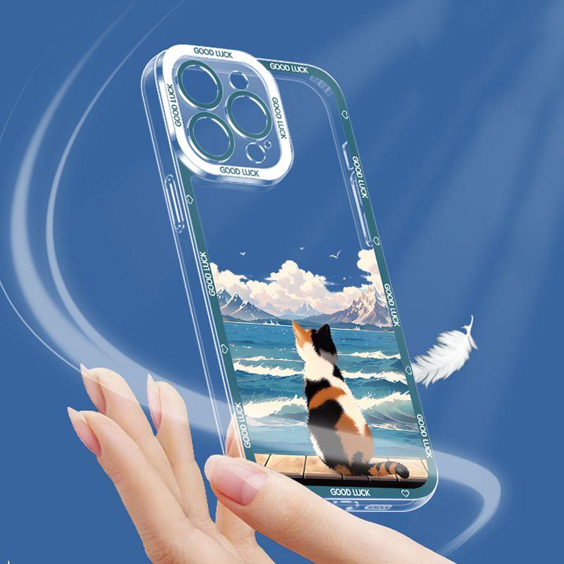 Аниме Пейзаж Милый Кот Цветок Чехол для Xiaomi 15T POCO X7 Pro X5 X6 X3 M3 M4 F5 Pro MI 11 Lite 5G NE Redmi 15C Прозрачная Крышка