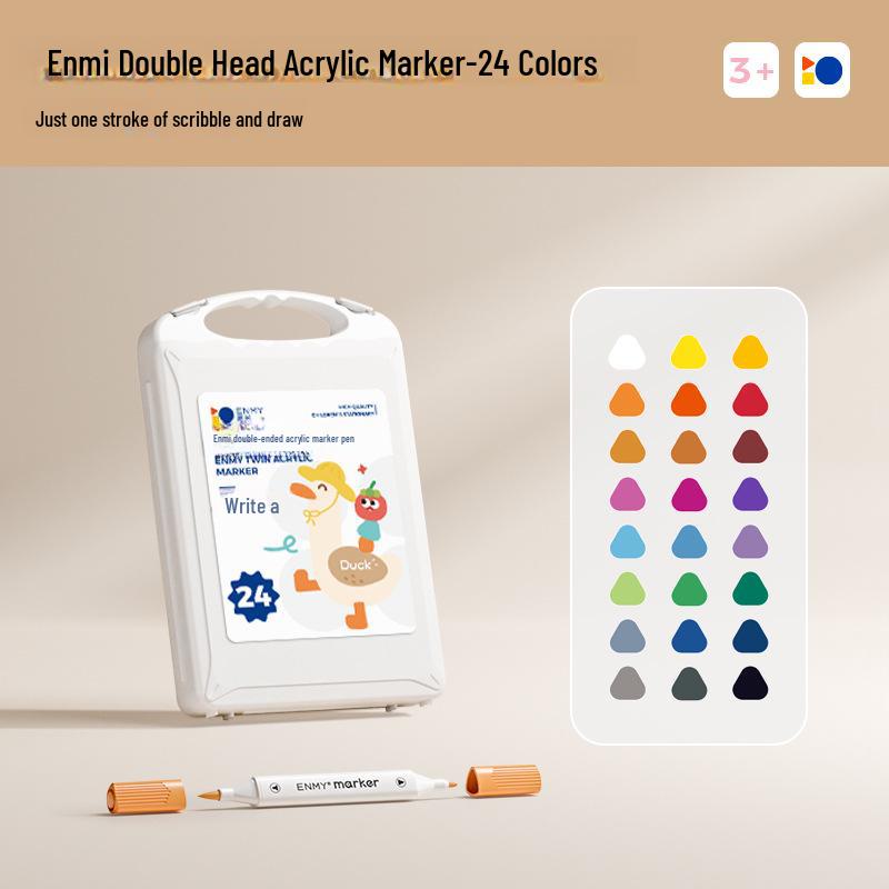 Enmi моющийся двухсторонний акриловый маркер для детей, набор цветов, непрозрачный, идеально подходит для учеников начальной школы