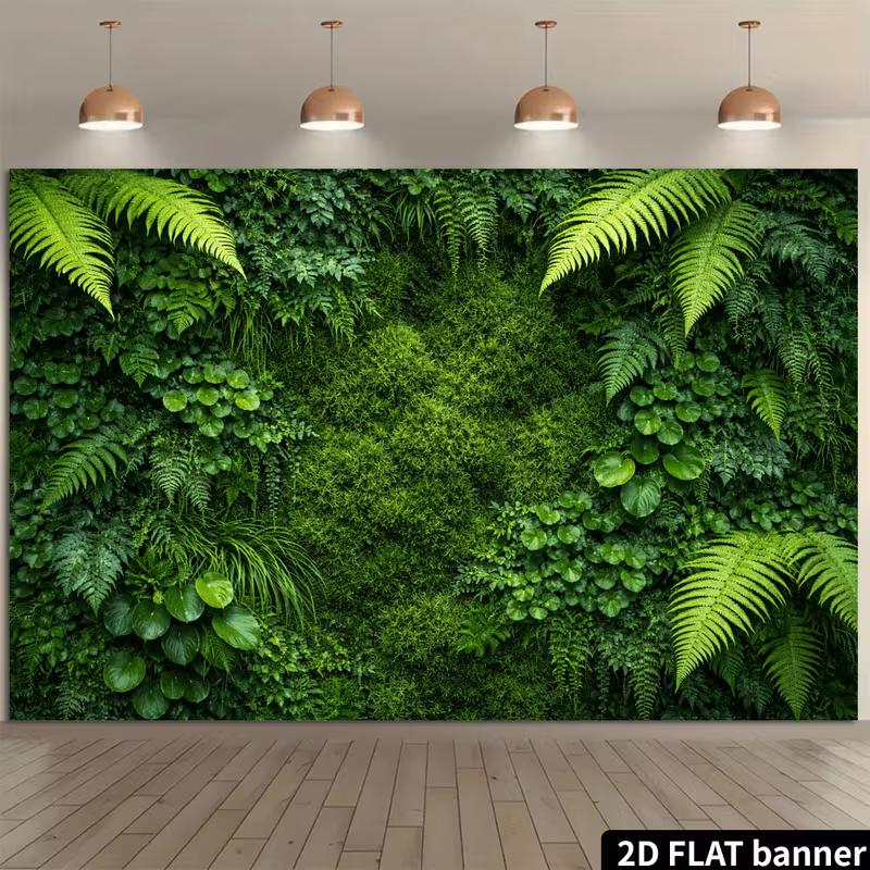 2D Tropical Fern Plant Wall Photo Backdrop Wedding Birthday Party Background