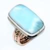 Натуральный Ларимар Драгоценный Камень 925 Проба Стерлинговое Серебро Двухцветное Подарочное Кольцо Р.8 e8L24