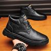 Men's High-top Casual Shoes Men's Winter Cotton Shoes with Velvet To Keep Warm New Martin Boots Men's Waterproof Tooling Leather Boots