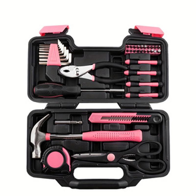 39-Piece All Purpose Household Pink Tool Kit for Girls, Ladies and Women - includes All Essential Tools for Home, Garage, Office and College