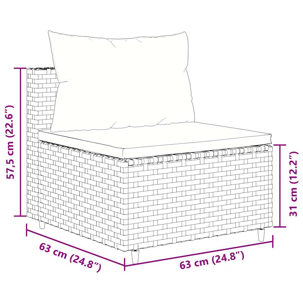 3 Piece Garden Sofa Set with Cushions Black Poly Rattan