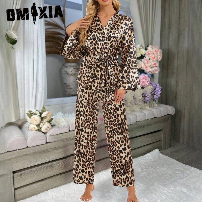 GMXIA Женский домашний комплект Принтованный набор халат Осень Повседневная пижама