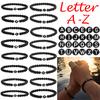 6mm Black Frosted Agate Stone Beaded 26 Letters Bracelet Valentine's Day Gift