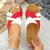 Color Matching Open-toed Platform Slippers Women's Slope Heel Sewing Line Light Beach Cool Slippers