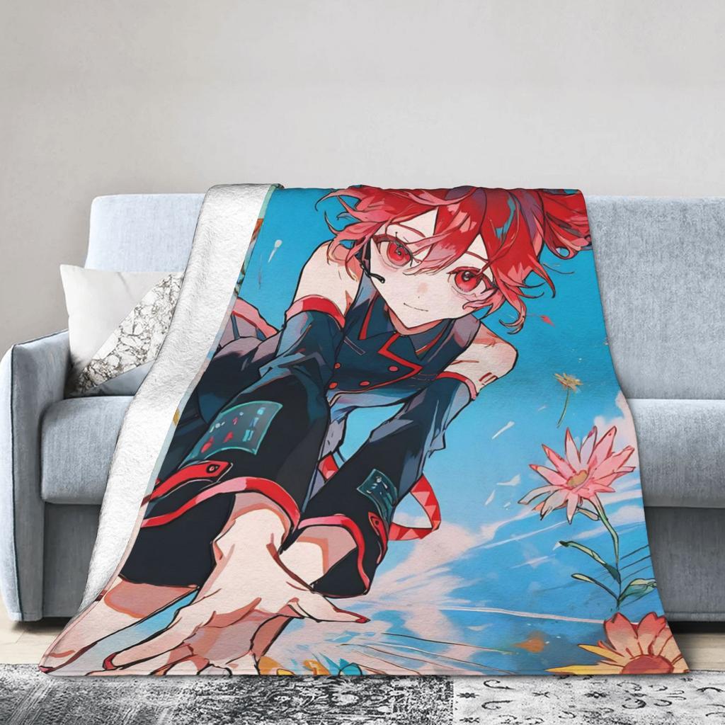 Kasane Teto Blanket Anime Vtuber Plush Novelty Soft Throw Blanket for Bedspread Textile Decor