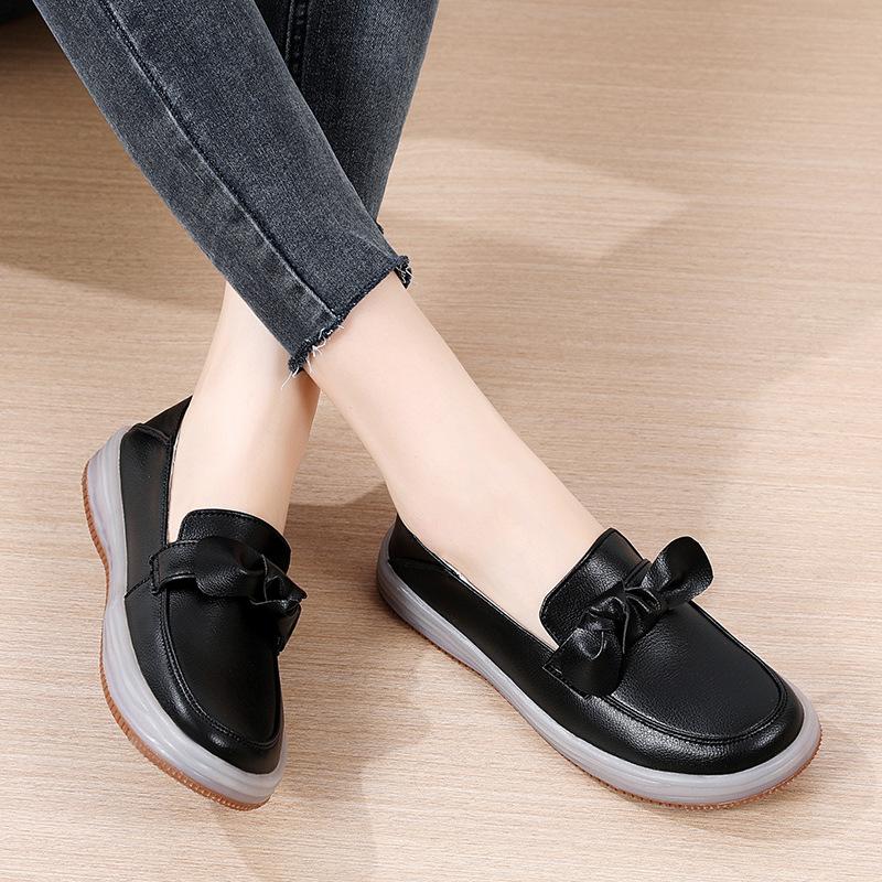 Loafers For Women'S Spring And Autumn New Retro British Style Mary Jane Small Leather Shoes Stare At Doudou Shoes For Women