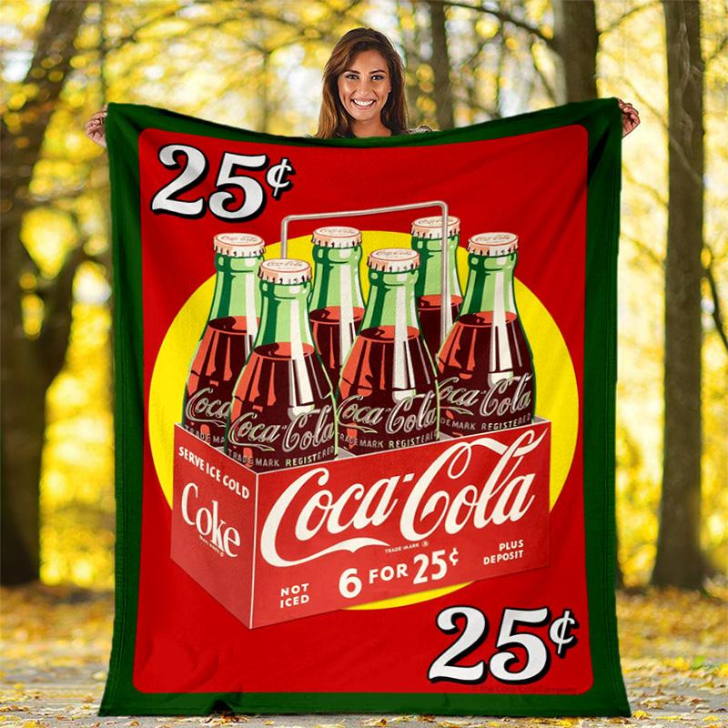 Christmas gift Halloween themed cola beverage Coca Cola blanket soft home furnishing nap decoration four seasons warm Sherpa blanket U1