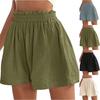 Женские льняные шорты, летние, повседневные, с высокой талией, широкие, пляжные, свободные шорты, удобная модная одежда