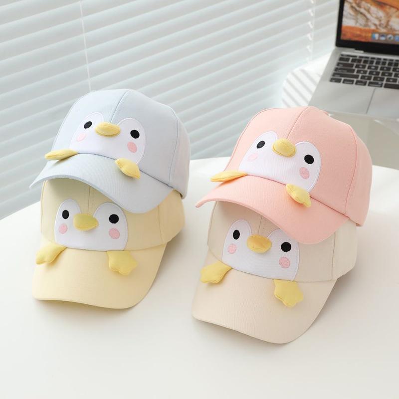 Kids' Spring Penguin Baseball Cap - Cartoon Duckbill, Wide Brim, Windproof, Sun Protection Hat for Boys and Girls