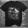 Black Cat Surfing Shark T Shirt Funny White Surf Vintage Fashion Graphic Designer Clothes Comfortable Stretched Stylish