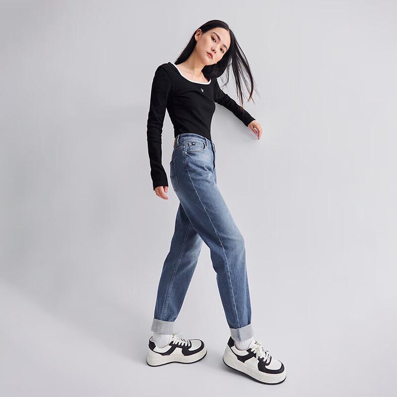 Lee 411 Женские джинсы с высокой талией, узкие, прямые, на флисовой подкладке